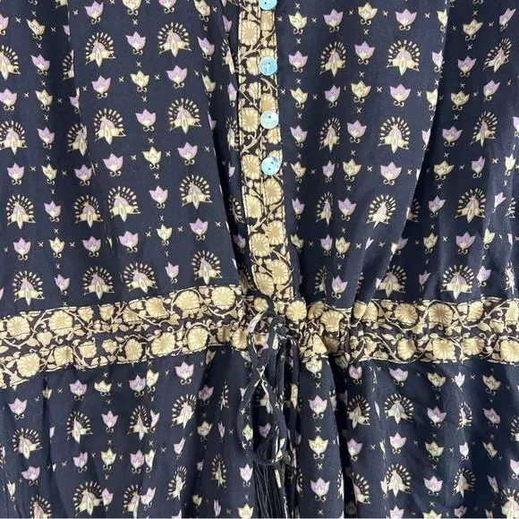 Spell | Desert Rose Boho Brown Tan Floral Playsuit Romper Small - Picture 5 of 9